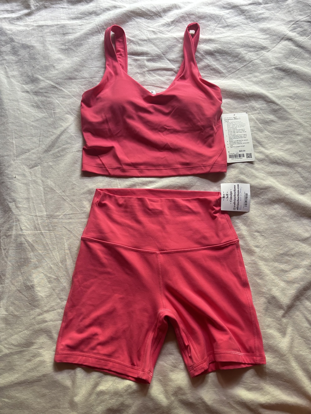 Lululemon Align Women's Tank Top & Shorts Set Lip Gloss Pink Size 6